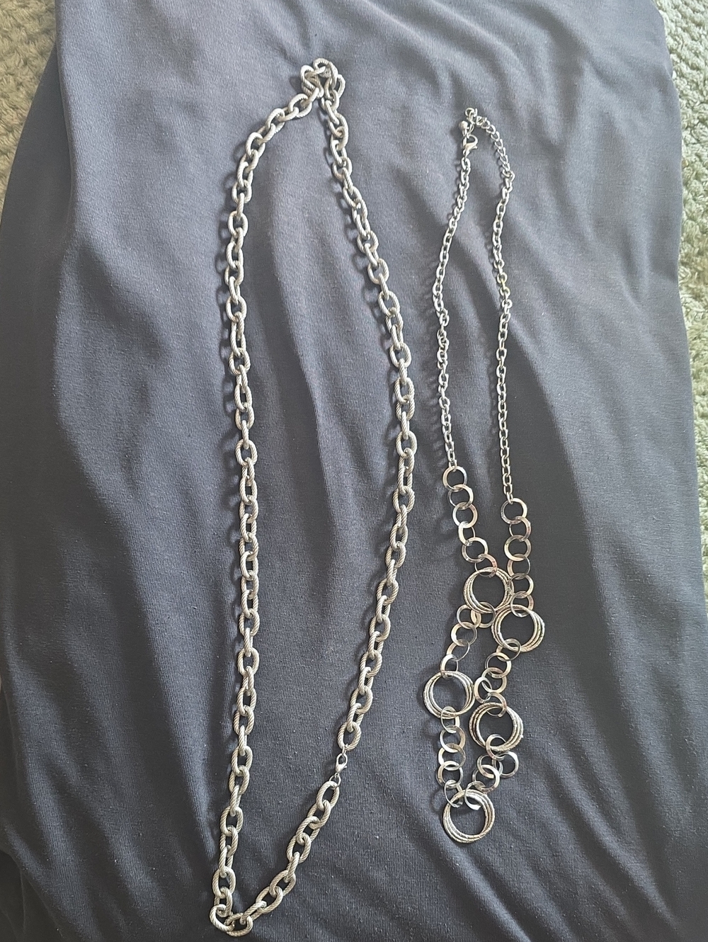 Silver Chain Link Necklace Set - Women Jewelry